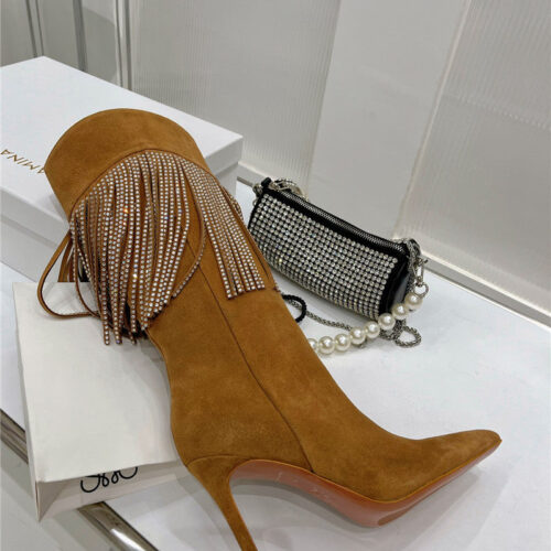 High Quality Luxury Amina Muaddi Fringed Long Boots product detail