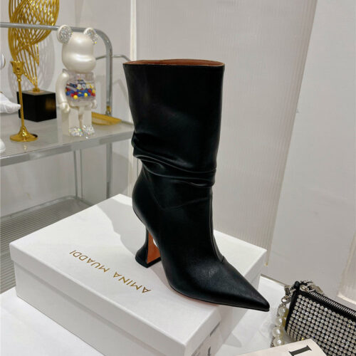 High Quality Luxury Amina Muaddi Leather Ankle Boots product detail
