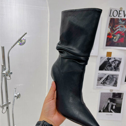 High Quality Luxury Amina Muaddi Leather Ankle Boots product detail