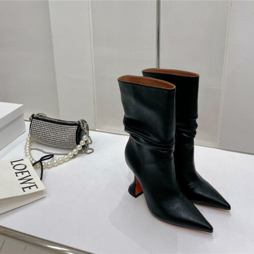 High Quality Luxury Amina Muaddi Leather Ankle Boots alternate view