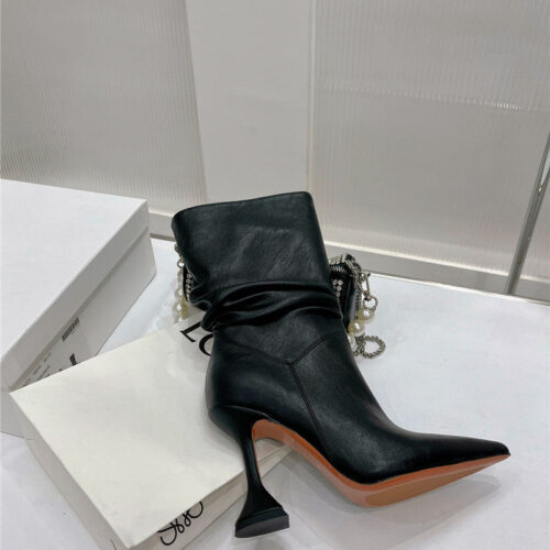 High Quality Luxury Amina Muaddi Leather Ankle Boots product detail