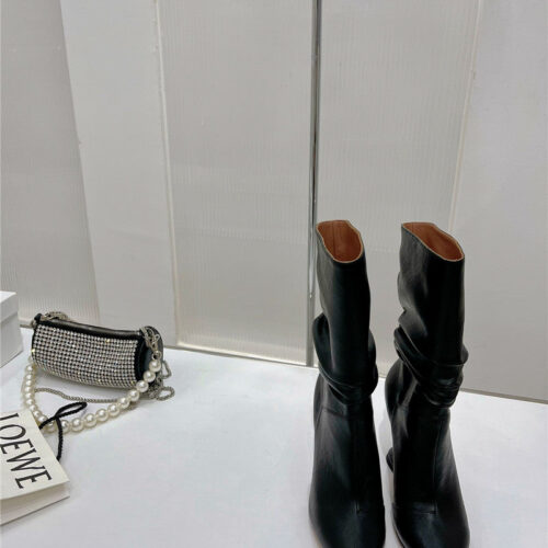 High Quality Luxury Amina Muaddi Leather Ankle Boots product detail