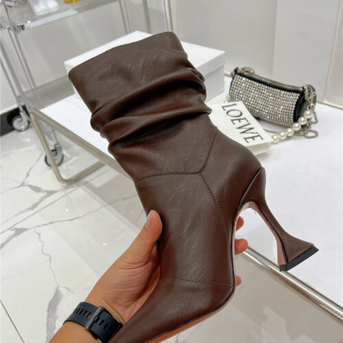 High Quality Luxury Amina Muaddi Leather Ankle Boots – Style 92995 product detail