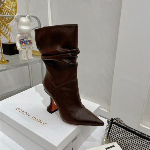 High Quality Luxury Amina Muaddi Leather Ankle Boots – Style 92995 alternate view