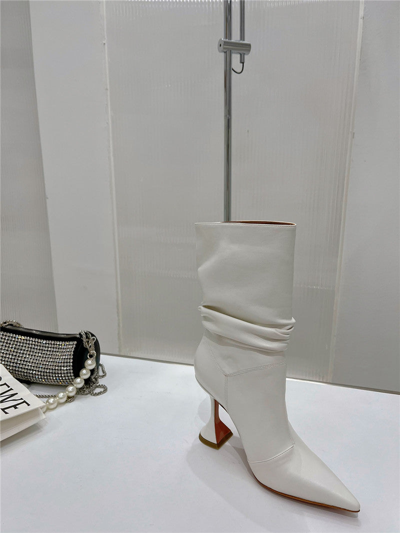High Quality Luxury Amina Muaddi Leather Ankle Boots – Style 56835 product detail