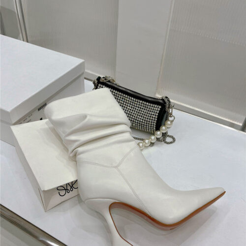 High Quality Luxury Amina Muaddi Leather Ankle Boots – Style 56835 product detail
