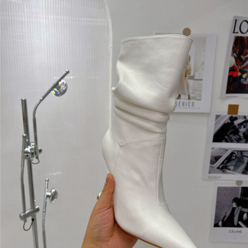 High Quality Luxury Amina Muaddi Leather Ankle Boots – Style 56835 product detail