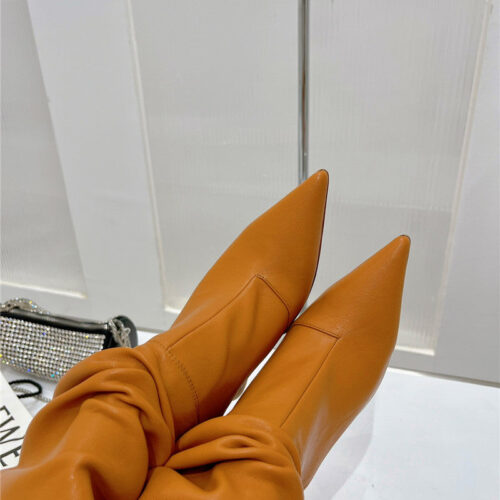 High Quality Luxury Amina Muaddi Leather Ankle Boots – Style 20675 product detail