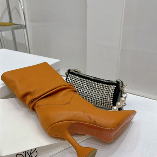 High Quality Luxury Amina Muaddi Leather Ankle Boots – Style 20675 product detail