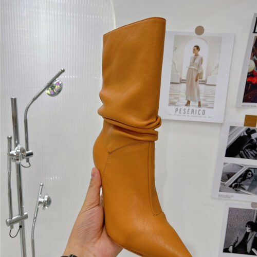 High Quality Luxury Amina Muaddi Leather Ankle Boots – Style 20675 product detail