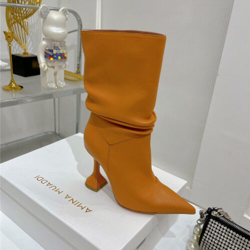 High Quality Luxury Amina Muaddi Leather Ankle Boots – Style 20675 product detail