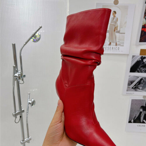 High Quality Luxury Amina Muaddi Leather Ankle Boots – Style 17283 product detail