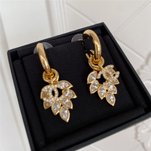 High Quality Luxury Chanel Wheat Ear Horse Eye Double C Earrings
