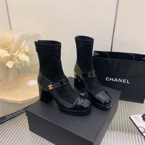 High Quality Luxury Chanel Mary Jane Sock Wool Boots