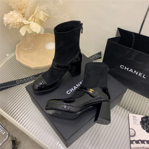 High Quality Luxury Chanel Mary Jane Sock Wool Boots product detail
