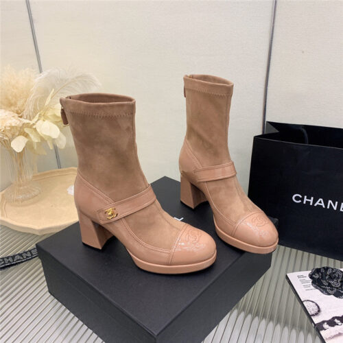 High Quality Luxury Chanel Mary Jane Sock Wool Boots – Style 12454