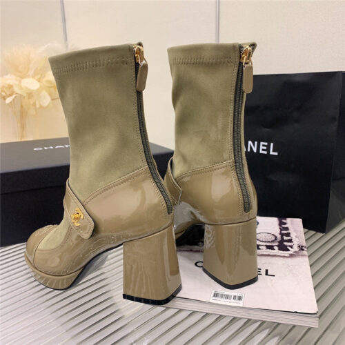 High Quality Luxury Chanel Mary Jane Sock Wool Boots – Style 38438 alternate view