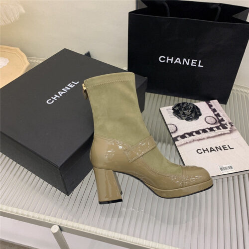 High Quality Luxury Chanel Mary Jane Sock Wool Boots – Style 38438 product detail