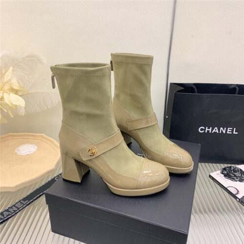 High Quality Luxury Chanel Mary Jane Sock Wool Boots – Style 38438