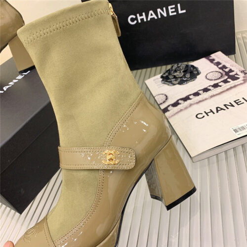 High Quality Luxury Chanel Mary Jane Sock Wool Boots – Style 38438 product detail