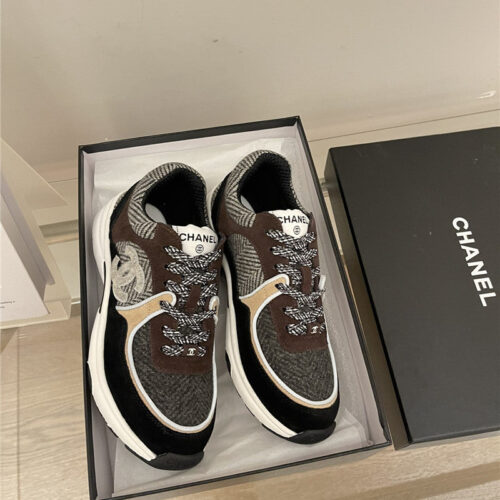 High Quality Luxury Chanel Tweed Low Top Sneakers – Style 19494 alternate view