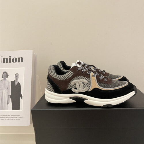High Quality Luxury Chanel Tweed Low Top Sneakers – Style 19494