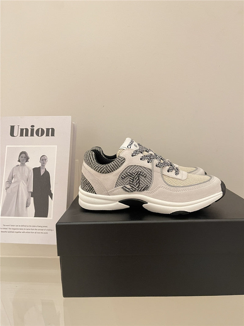 High Quality Luxury Chanel Tweed Low Top Sneakers