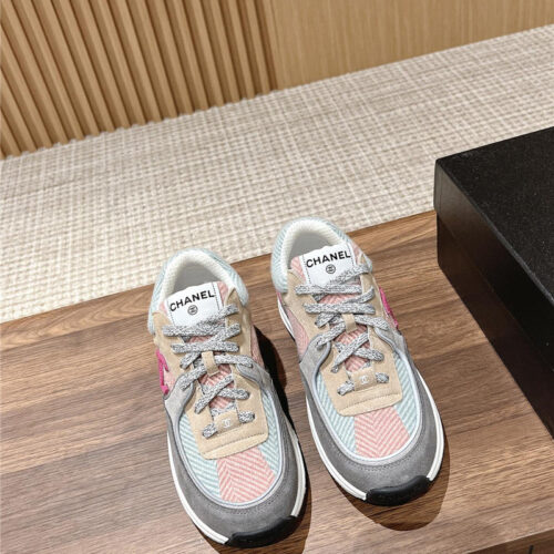 High Quality Luxury Chanel Tweed Stitching Casual Sneakers – Style 16102 product detail