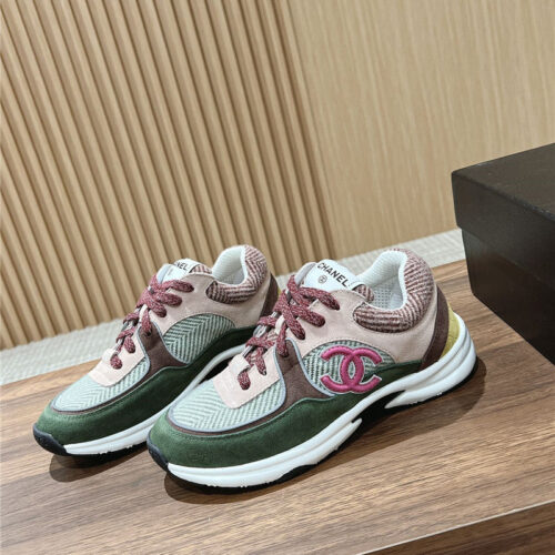 High Quality Luxury Chanel Tweed Stitching Casual Sneakers – Style 47174