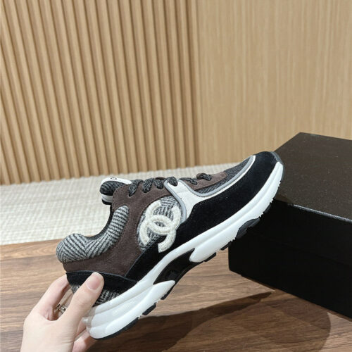 High Quality Luxury Chanel Tweed Stitching Casual Sneakers – Style 45478 alternate view