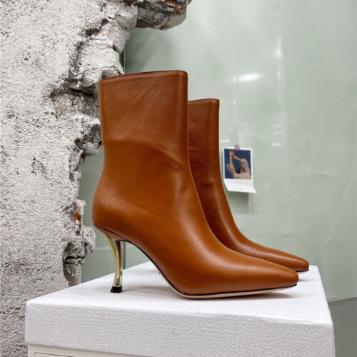 High Quality Luxury Dior Leather High Heel Ankle Boots – Style 18246