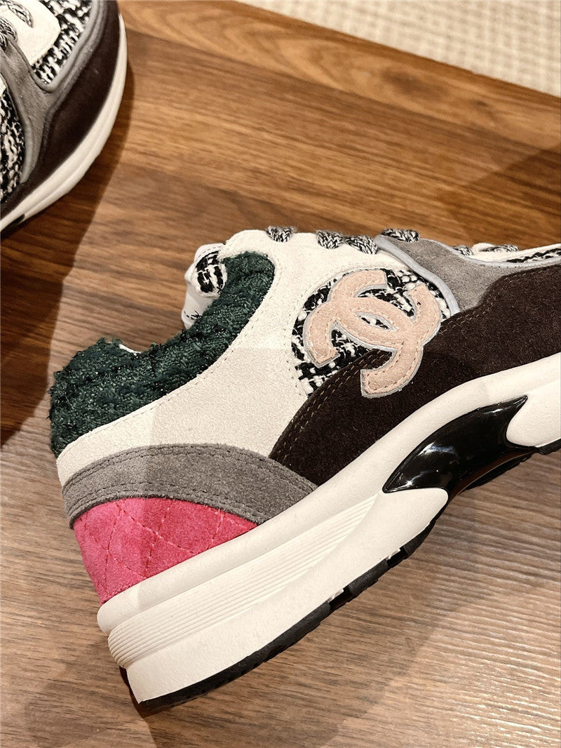 High Quality Luxury Chanel Tweed Stitching Casual Sneakers – Style 43782 product detail