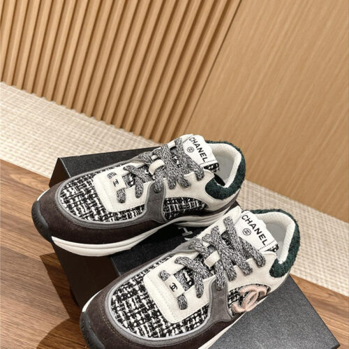 High Quality Luxury Chanel Tweed Stitching Casual Sneakers – Style 43782 product detail