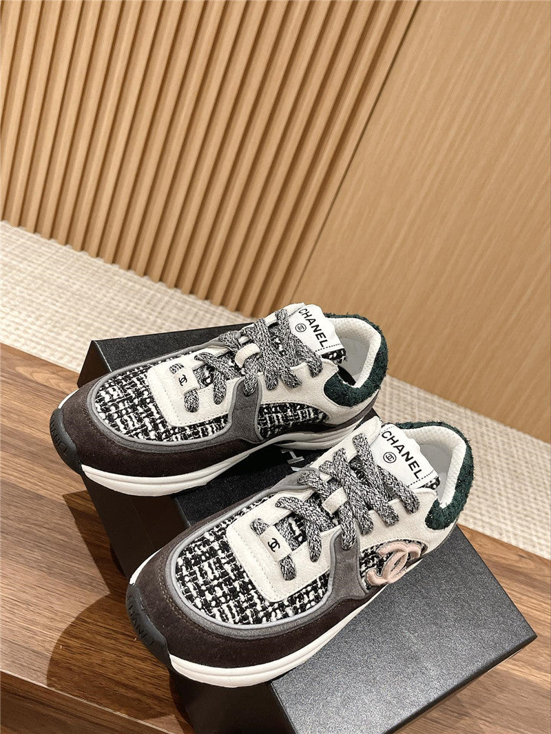 High Quality Luxury Chanel Tweed Stitching Casual Sneakers – Style 43782 product detail