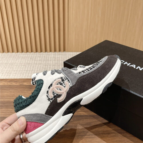 High Quality Luxury Chanel Tweed Stitching Casual Sneakers – Style 43782 alternate view