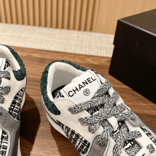 High Quality Luxury Chanel Tweed Stitching Casual Sneakers – Style 43782 product detail