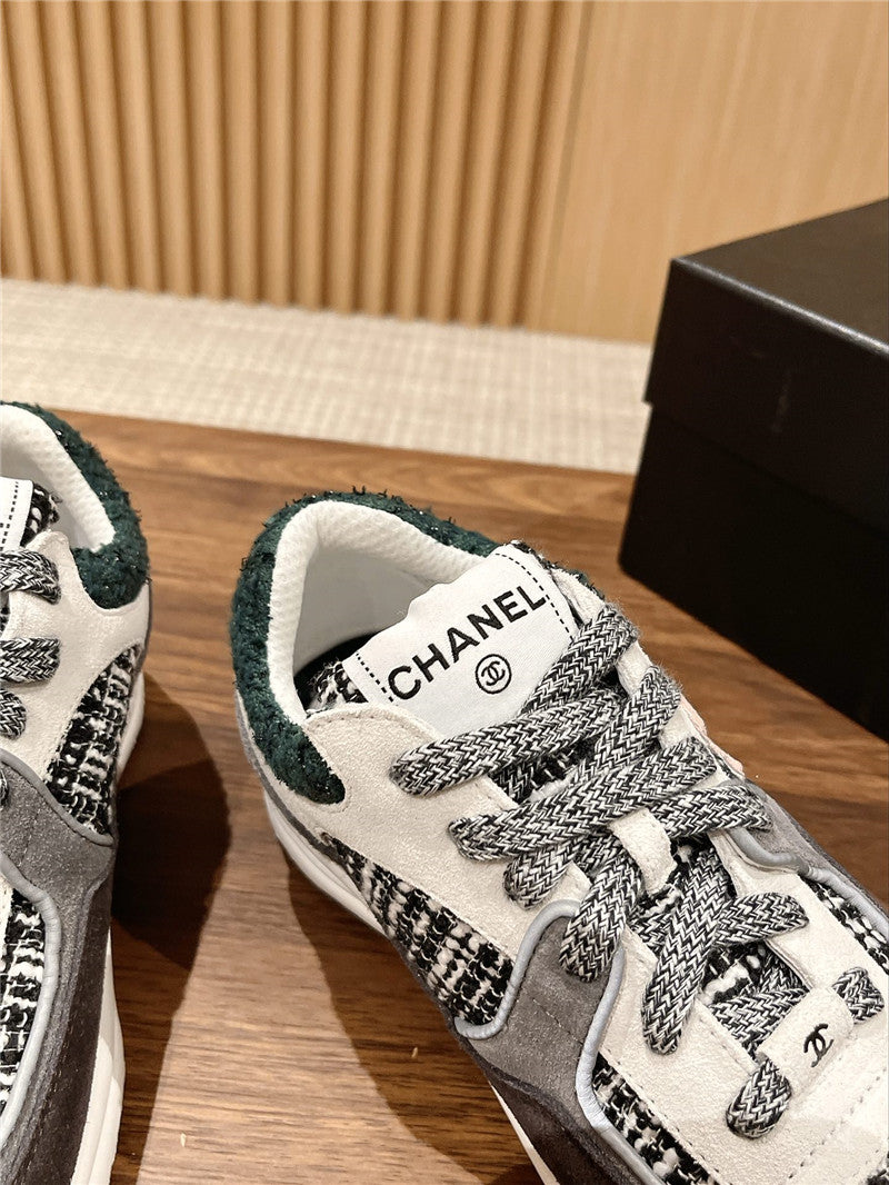 High Quality Luxury Chanel Tweed Stitching Casual Sneakers – Style 43782 product detail