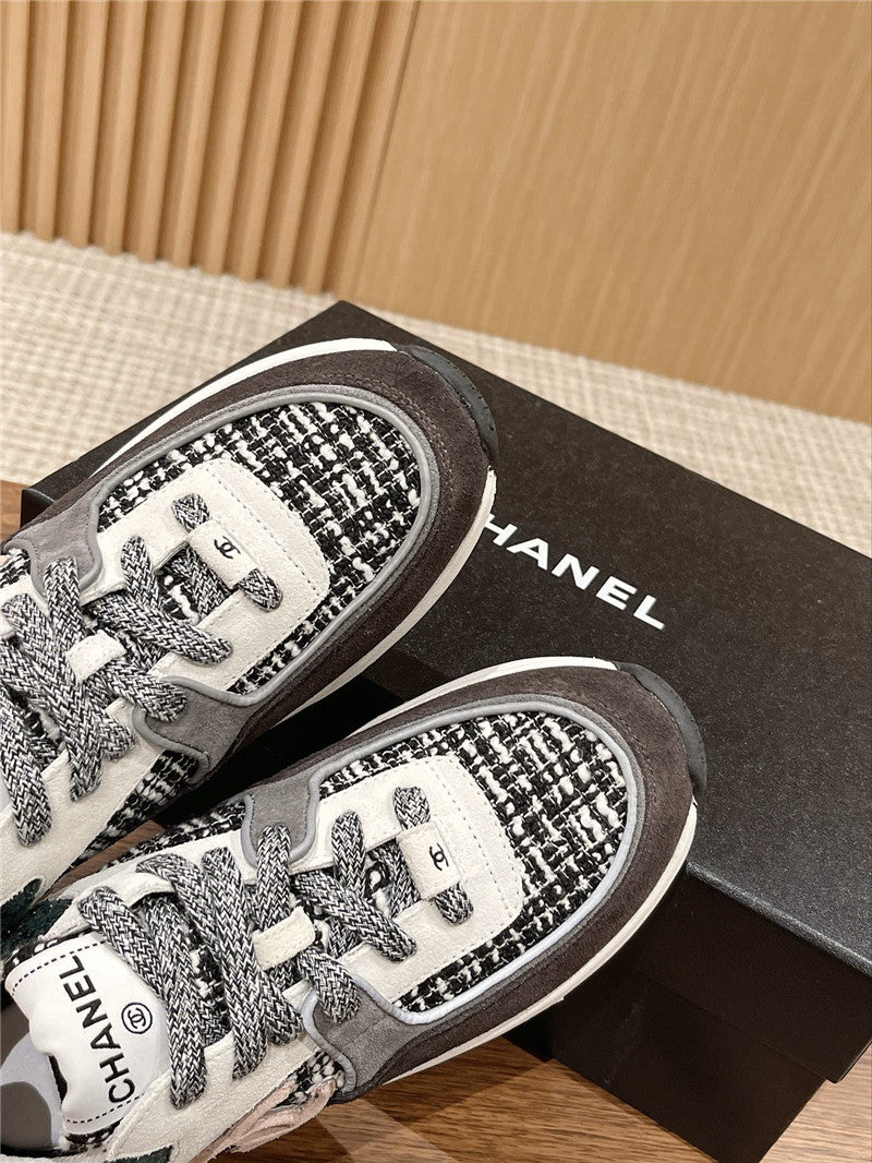 High Quality Luxury Chanel Tweed Stitching Casual Sneakers – Style 43782 product detail
