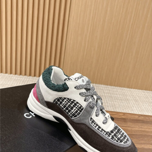 High Quality Luxury Chanel Tweed Stitching Casual Sneakers – Style 43782 product detail
