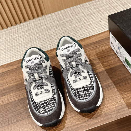High Quality Luxury Chanel Tweed Stitching Casual Sneakers – Style 43782 product detail