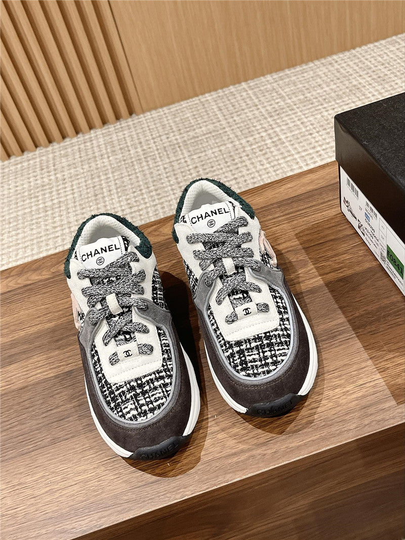 High Quality Luxury Chanel Tweed Stitching Casual Sneakers – Style 43782 product detail