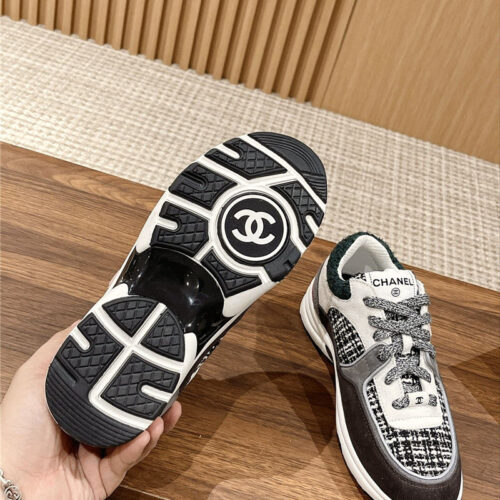 High Quality Luxury Chanel Tweed Stitching Casual Sneakers – Style 43782 product detail