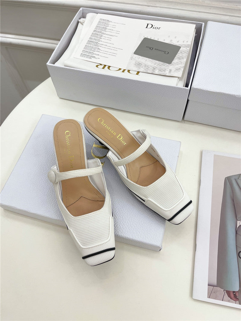 High Quality Luxury Dior Best Quality Fire Retro Square Toe Mules – Style 55814 product detail