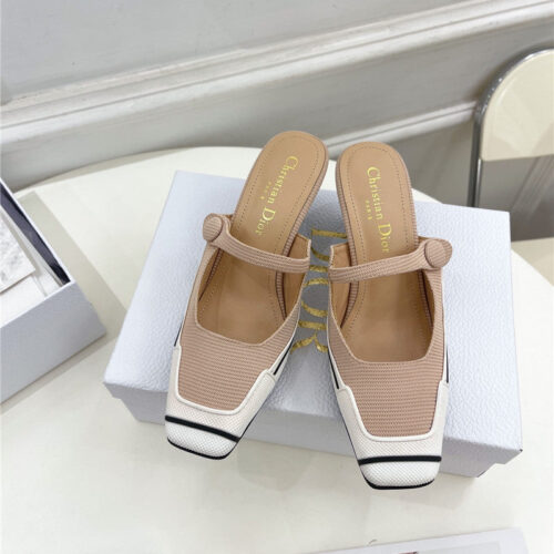 High Quality Luxury Dior Best Quality Fire Retro Square Toe Mules product detail