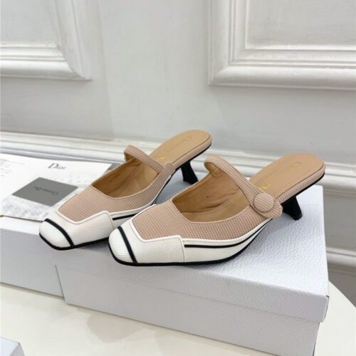 High Quality Luxury Dior Best Quality Fire Retro Square Toe Mules