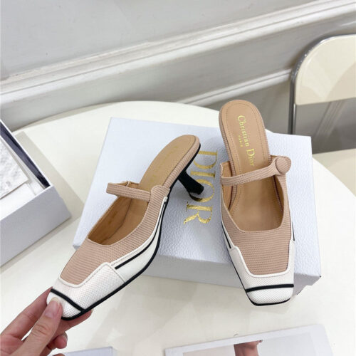 High Quality Luxury Dior Best Quality Fire Retro Square Toe Mules product detail