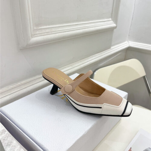 High Quality Luxury Dior Best Quality Fire Retro Square Toe Mules product detail