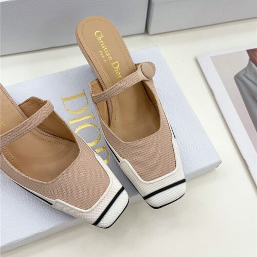 High Quality Luxury Dior Best Quality Fire Retro Square Toe Mules product detail