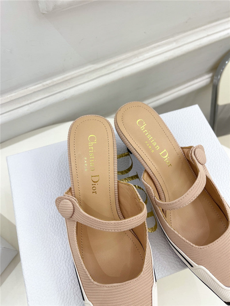 High Quality Luxury Dior Best Quality Fire Retro Square Toe Mules product detail