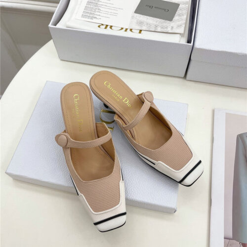 High Quality Luxury Dior Best Quality Fire Retro Square Toe Mules product detail